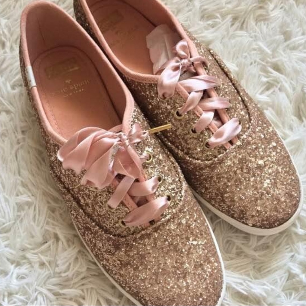 Kate Spade Rose Gold Glitter Keds Sneakers
